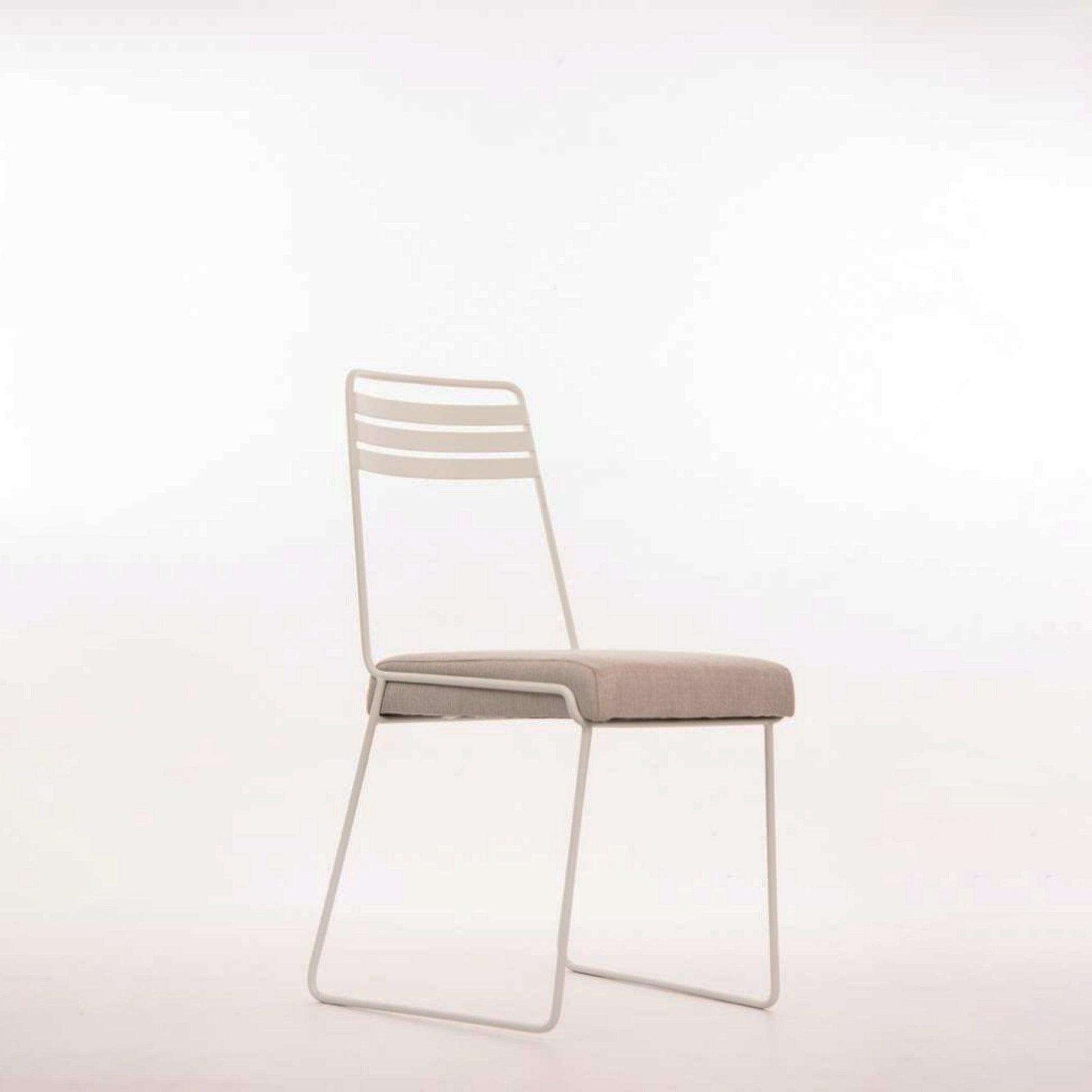 Steel chair with fabric seat - Ada Dining Chair. Seat height 450mm   Back rest 860mm