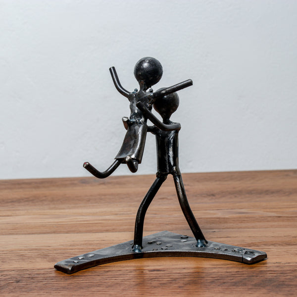 Handmade Metal Figure Table Décor - Father and Daughter Statue
