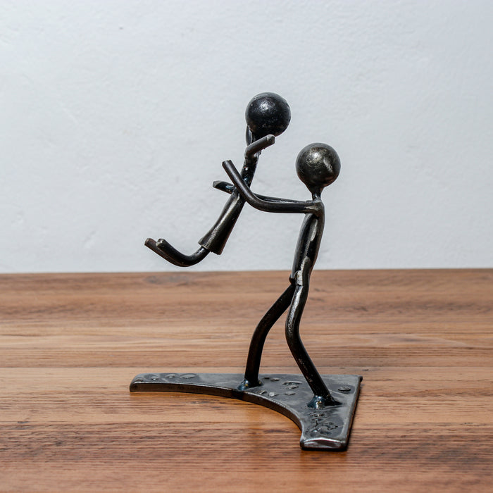 Handmade Metal Figure Table Décor - Father and Daughter Statue