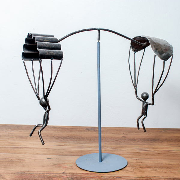 Handmade Metal Figure Table Décor - Parachute Men