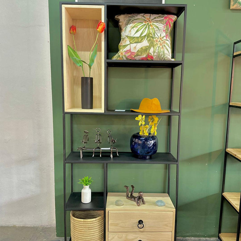 Ash wood and black powder coated steel Display Shelves from Timber Furniture Designs